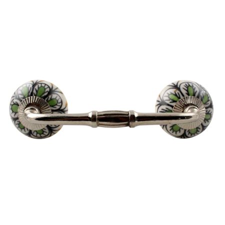 Pea Green Ceramic Floral Bridge Handle